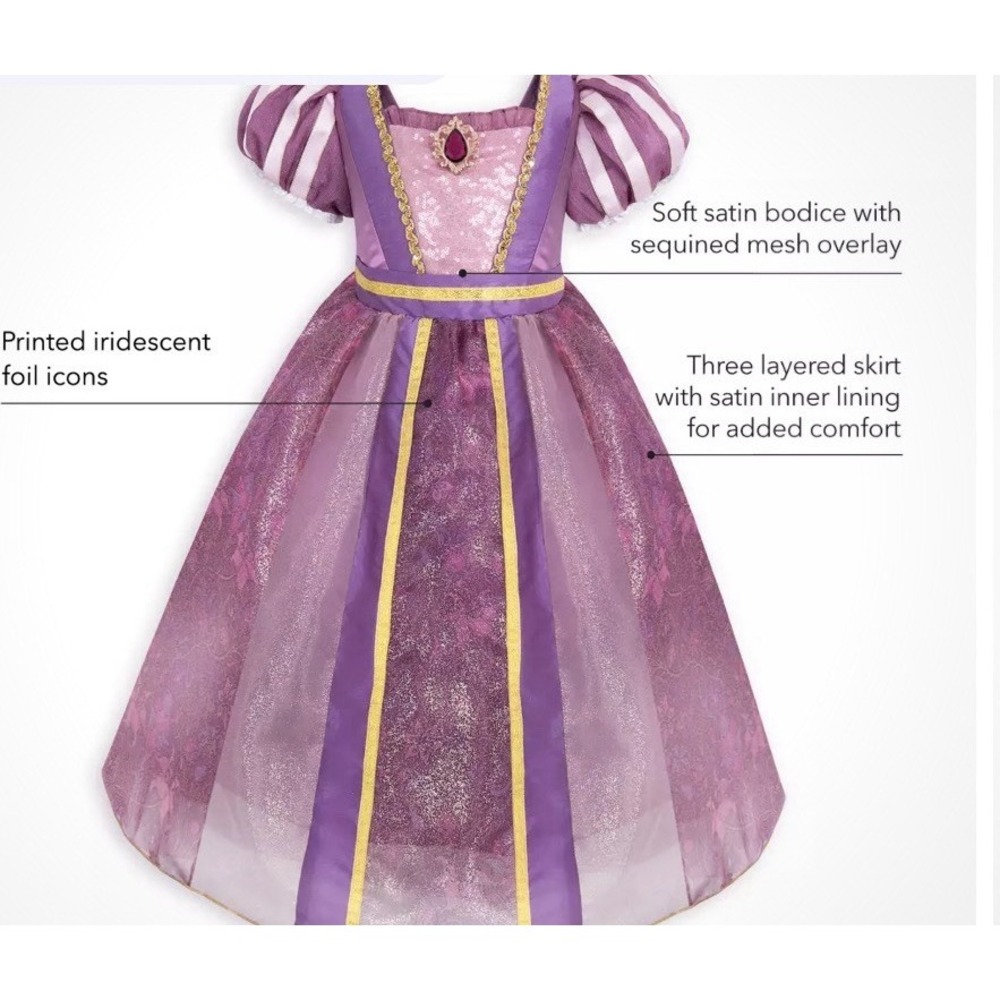 Disney Store Rapunzel Costume Dress Up Princess Tangled Purple Halloween NEW 4 - Picture 6 of 7
